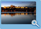 A night view of The Prague Castle and The Charles Bridge